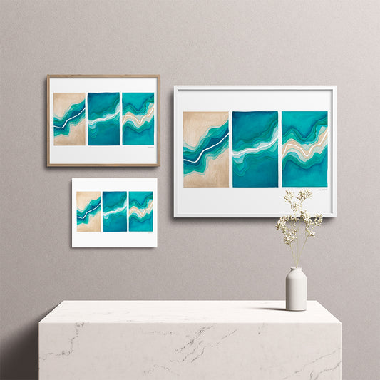 "Ocean Study" Modern Watercolor Art Print