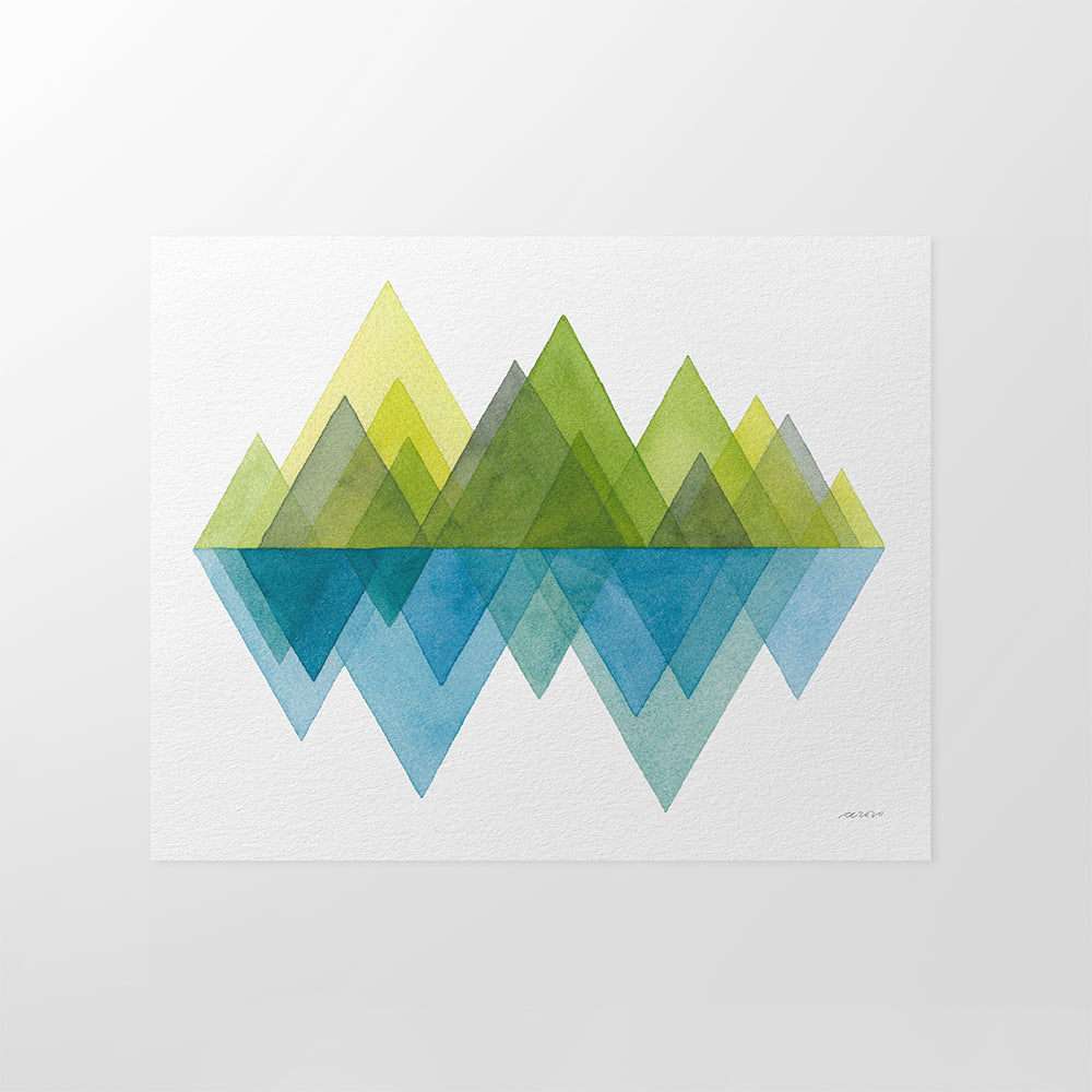 "Spring Mountains" Modern Watercolor Art Print