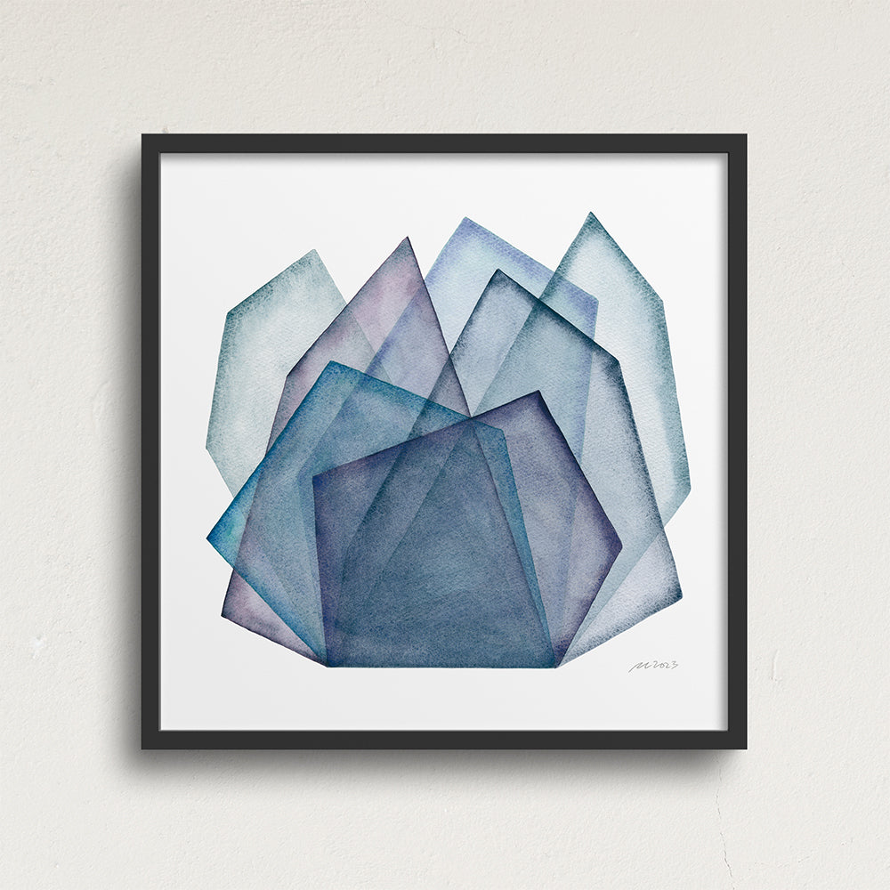 "Ocean Shards 3" Modern Watercolor Art Print