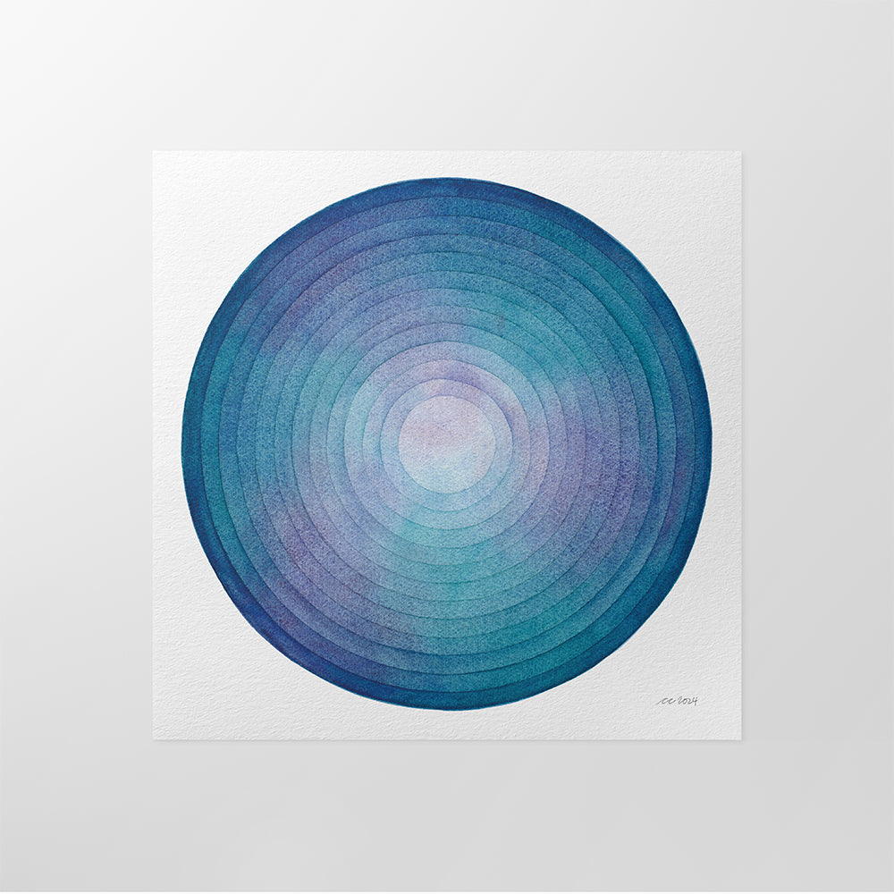 "Stacking Pools" Modern Watercolor Art Print