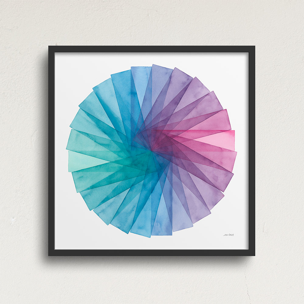 "Stained Glass Fan" Modern Watercolor Art Print