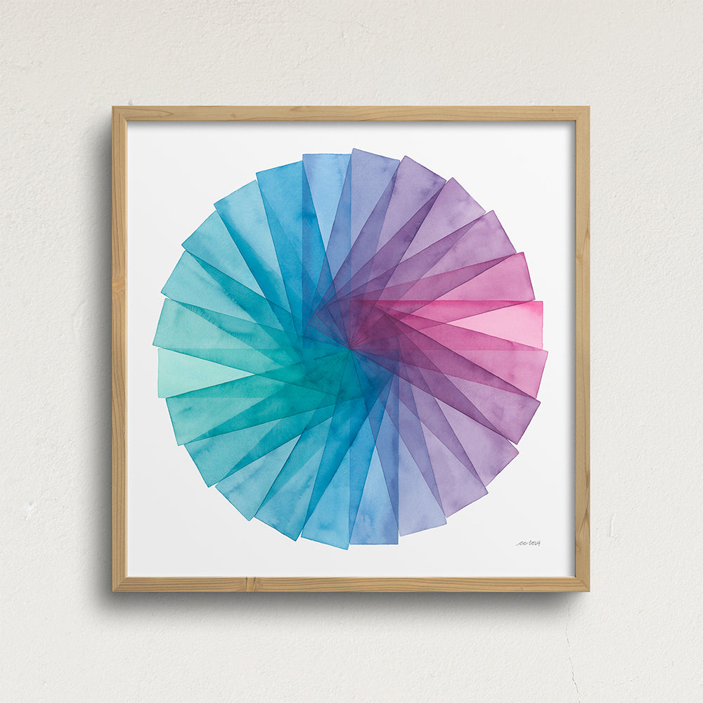 "Stained Glass Fan" Modern Watercolor Art Print
