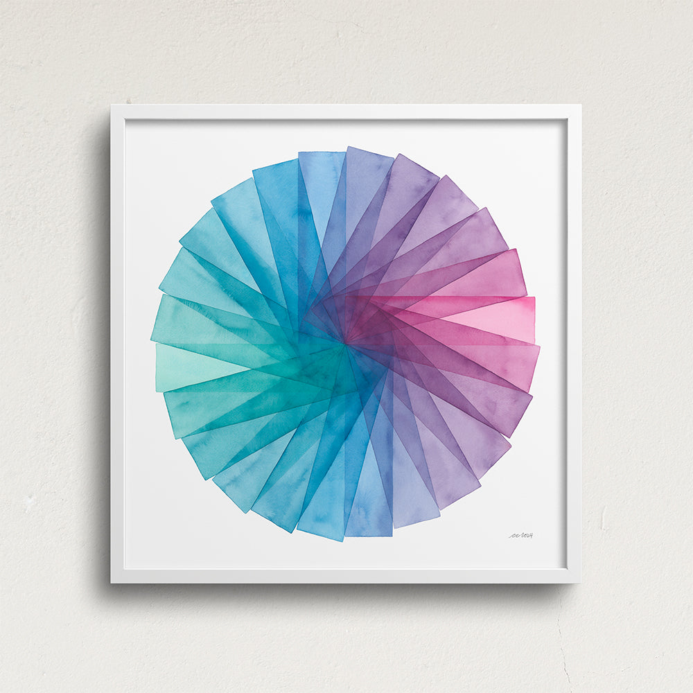 "Stained Glass Fan" Modern Watercolor Art Print
