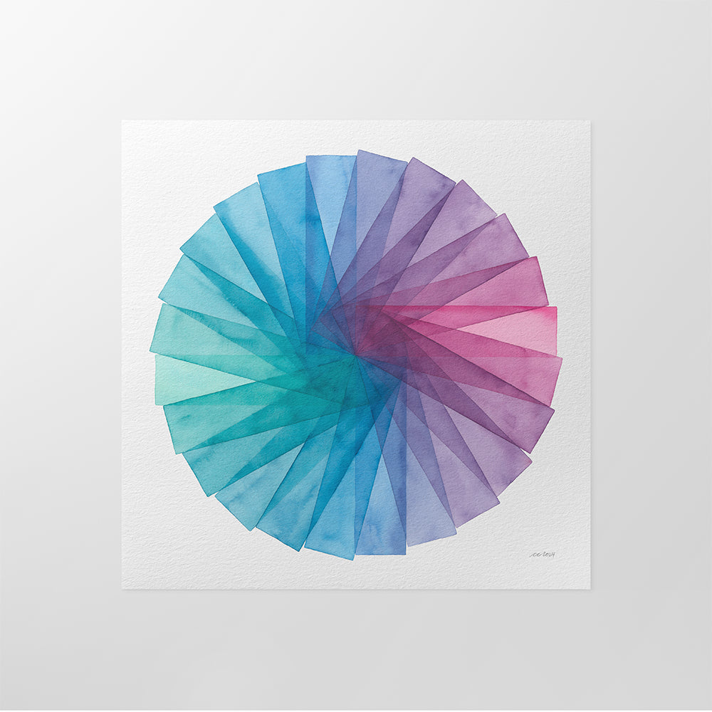 "Stained Glass Fan" Modern Watercolor Art Print