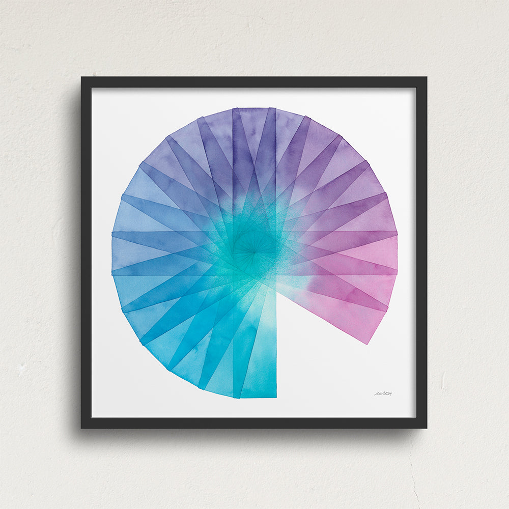 "Stained Glass Fan 2" Modern Watercolor Art Print