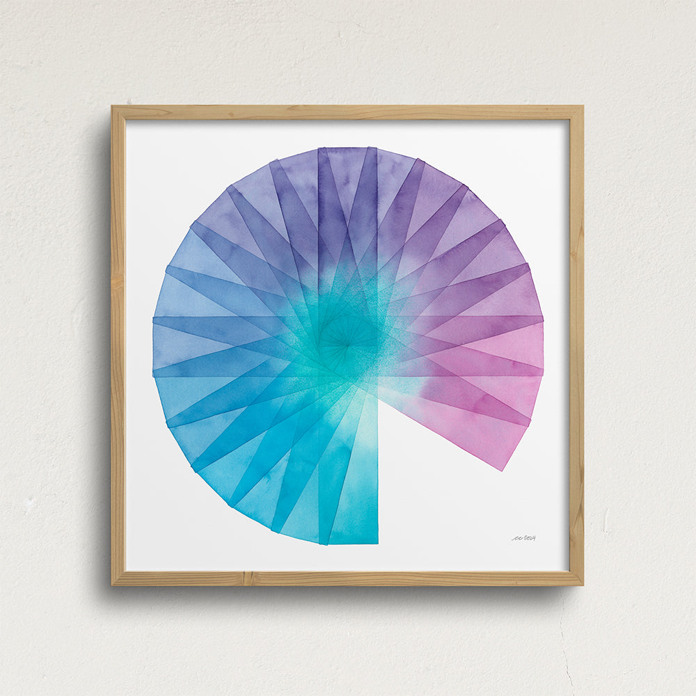 "Stained Glass Fan 2" Modern Watercolor Art Print