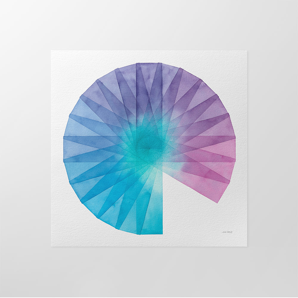 "Stained Glass Fan 2" Modern Watercolor Art Print