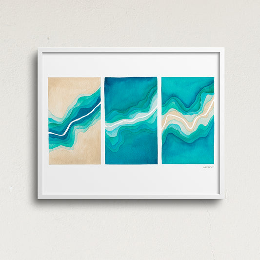 "Ocean Study" Modern Watercolor Art Print