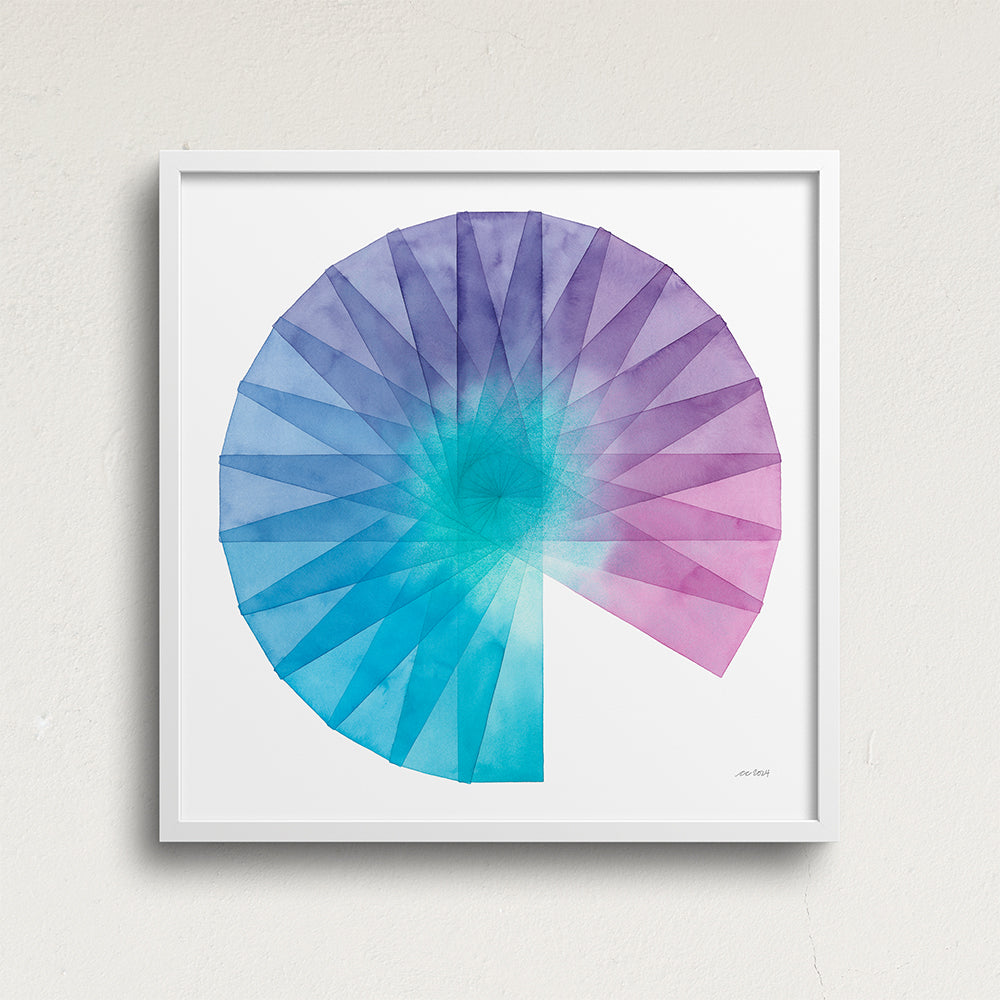"Stained Glass Fan 2" Modern Watercolor Art Print